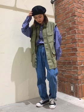 「ニコアンド」｜「アイテム（ハンチング/ベレー帽）」を使った、neneさん（レディース・150cm）の冬コーディネート