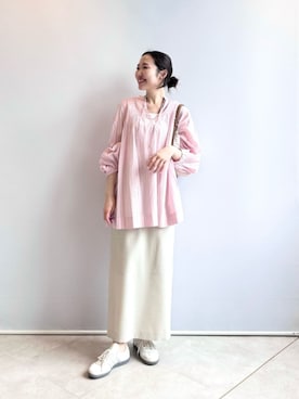 「green label relaxing（グリーンレーベルリラクシング）のアイテム（アクセサリー）」を使った、市川（ichikawa）さん（レディース・158cm）の春コーディネート