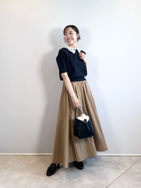 「アイテム（イヤリング）」を使った、市川（ichikawa）さん（レディース・158cm）の秋コーディネート
