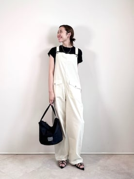 「green label relaxing（グリーンレーベルリラクシング）のアイテム（オールインワン・サロペット）」を使った、市川（ichikawa）さん（レディース・158cm）の夏コーディネート