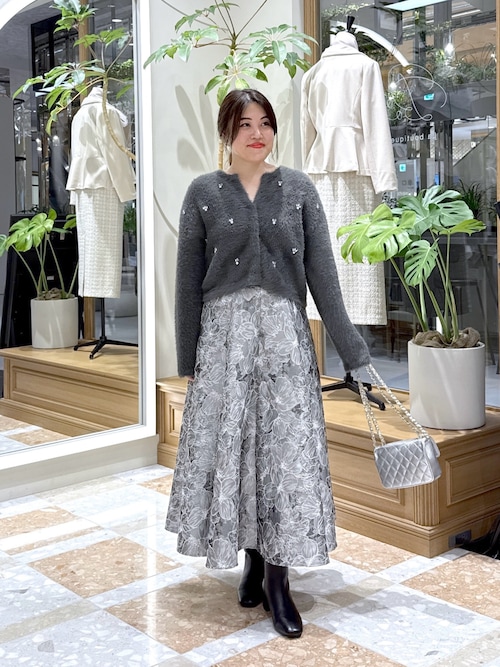 セール】【今すぐお届け！】フェザーヤーンビジュー刺繍ジャケット