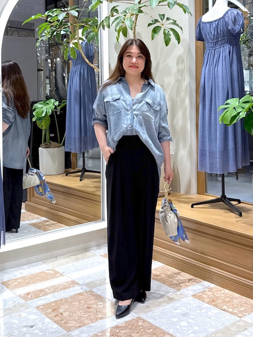 3シーズン着れる】シアーデニム金釦2WAYシャツ（シャツ/ブラウス