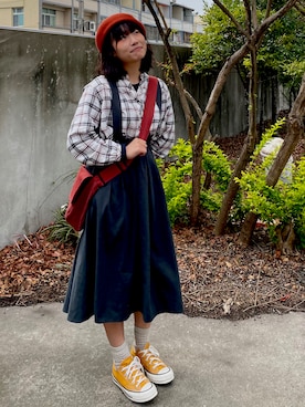 「NET（ネット）のアイテム（ハンチング/ベレー帽）」を使った、artie04さん（レディース・153cm）の春コーディネート