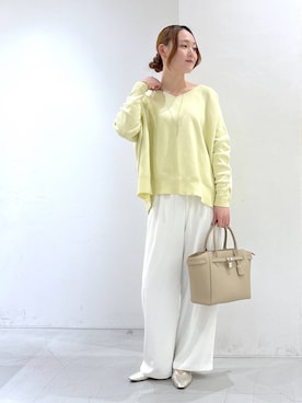 「BARNYARDSTORM（バンヤードストーム）のBARNYARDSTORM /  【新色登場】ダブルクロスワイドパンツ 【『ネルソンさん』YouTubeご紹介アイテム】（スラックス、ホワイト系）」を使った、by_oyamaさん（レディース）の冬コーディネート