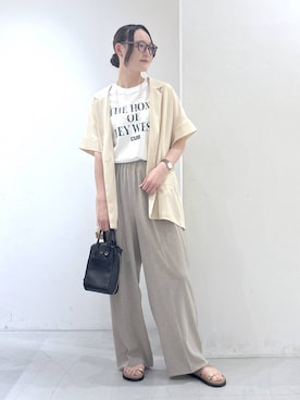 「Beau're（ヴュレ）のBARNYARDSTORM / Beau're(ヴュレ)別注 / レザーショルダーBAG（ショルダーバッグ、ブラック系）」を使った、by_oyamaさん（レディース）の夏コーディネート