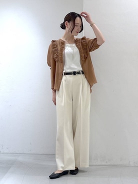 「BARNYARDSTORM（バンヤードストーム）のBARNYARDSTORM / スライドバックルレザーベルト（ベルト、ブラック系）」を使った、by_oyamaさん（レディース）の春コーディネート