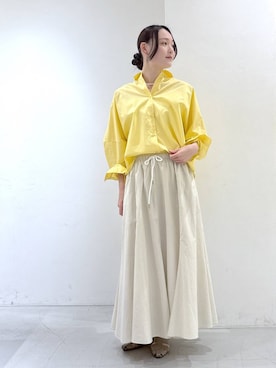 「BARNYARDSTORM（バンヤードストーム）のBARNYARDSTORM / 綿ローンギャザースカート / ハンドウォッシャブル（スカート、ホワイト系）」を使った、by_oyamaさん（レディース）の春コーディネート