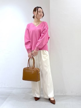 「BARNYARDSTORM（バンヤードストーム）のBARNYARDSTORM / TRスムースVネックプルオーバー/ マシンウォッシャブル 【YouTube「i.style closet」紹介アイテム】（スウェット）」を使った、by_oyamaさん（レディース・169cm）の秋コーディネート