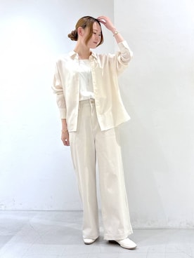 「BARNYARDSTORM（バンヤードストーム）のBARNYARDSTORM / サテンキャミソール / マシンウォッシャブル 【「BABALOG」チャンネルご紹介アイテム】（キャミソール、ホワイト系）」を使った、by_oyamaさん（レディース）の冬コーディネート