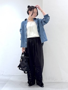 「BARNYARDSTORM（バンヤードストーム）のBARNYARDSTORM / スリムチェーンロングラリエット（ネックレス、ゴールド系）」を使った、by_oyamaさん（レディース）の春コーディネート