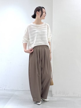 「BARNYARDSTORM（バンヤードストーム）のBARNYARDSTORM / ウエストボタンタタックパンツ / ハンドウォッシャブル（その他パンツ、ベージュ系）」を使った、by_oyamaさん（レディース）の春コーディネート