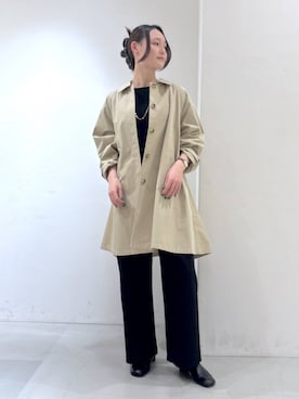 「ブラウス」｜「アイテム（ステンカラーコート）」を使った、by_oyamaさん（レディース・169cm）の冬コーディネート