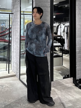 「HARE（ハレ）の【SET UP対応】シアーキリカエカーゴパンツ(HARE)（カーゴパンツ、ブラック系）」を使った、madosato0117さん（メンズ）の夏コーディネート