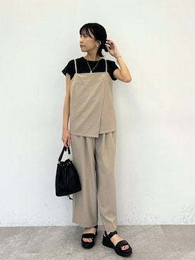 「Elura（エルーラ）のアイテム（キャミソール）」を使った、もっちさん（レディース・155cm）の夏コーディネート
