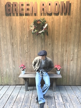 「アイテム（ハンチング/ベレー帽）」を使った、りんたろさん（メンズ・170cm）の冬コーディネート