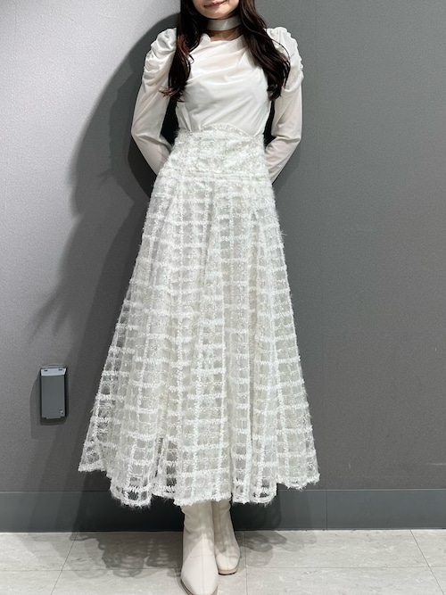 dazzlin コルセットボリューミーフレアスカート 編み上げ ホワイト コルセットボリューミーフレアスカート（スカート）｜dazzlin