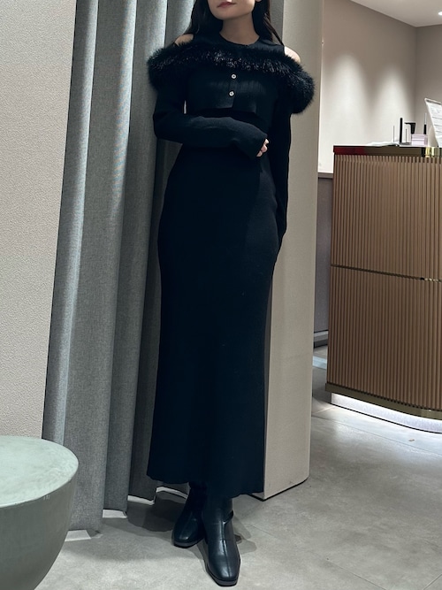 セール】オフショルファードッキングニットワンピース（ワンピース