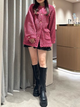 「アイテム（ブルゾン、レッド系）」を使った、nanamiさん（レディース・158cm）の秋コーディネート