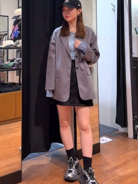 「PAGEBOY（ページボーイ）の【セットアップ対応】チェックMIXジャケット 《2サイズ展開》（テーラードジャケット）」を使った、Namiさん（レディース・158cm）の秋コーディネート