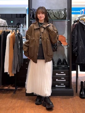 「PBLIM（ページボーイリム）のアイテム（ブルゾン）」を使った、Namiさん（レディース・158cm）の秋コーディネート