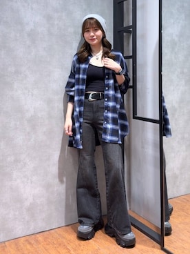 「アイテム（ニットキャップ/ビーニー）」を使った、Namiさん（レディース・158cm）の秋コーディネート