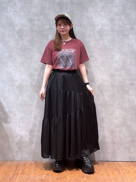 「着痩せ」｜「アイテム（キャップ）」を使った、Namiさん（レディース・158cm）の夏コーディネート