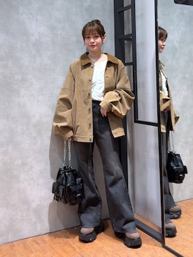 「PBLIM（ページボーイリム）の《UNISEX》ソフトスウェードブルゾン（ブルゾン）」を使った、Namiさん（レディース・158cm）の秋コーディネート