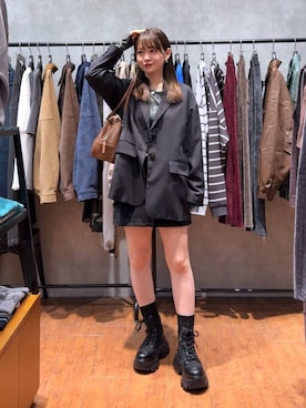 「PAGEBOY（ページボーイ）の【セットアップ対応】チェックMIXジャケット 《2サイズ展開》（テーラードジャケット）」を使った、Namiさん（レディース・158cm）の秋コーディネート