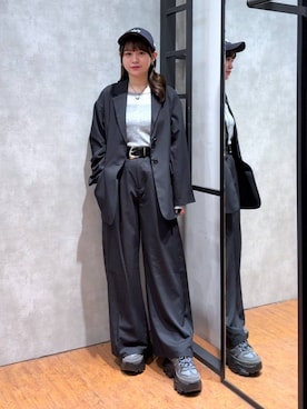 「PAGEBOY（ページボーイ）の【セットアップ対応】チェックMIXジャケット 《2サイズ展開》（テーラードジャケット）」を使った、Namiさん（レディース・158cm）の秋コーディネート