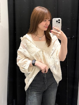 「PAGEBOY（ページボーイ）の＜自宅で洗える！イージーケア＞ スクエアネックリブタンク（タンクトップ、ホワイト系）」を使った、Namiさん（レディース）の夏コーディネート