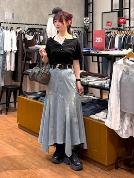 「PAGEBOY（ページボーイ）の【2WAY仕様】スタッズミニボストンバッグ（ショルダーバッグ、その他）」を使った、Namiさん（レディース）の夏コーディネート