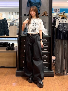 「PAGEBOY（ページボーイ）のコラージュT/半袖Tシャツ（Tシャツ/カットソー、ホワイト系）」を使った、Namiさん（レディース）の夏コーディネート