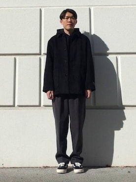 「アイテム（ステンカラーコート）」を使った、takashi1124さん（メンズ・170cm）の冬コーディネート