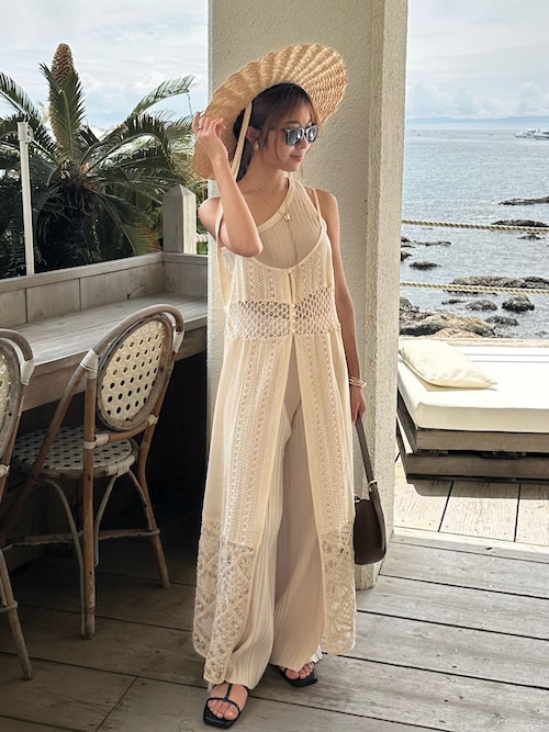 ワンピース Eaphi cotton lace patchwork camionepiece COTTON LACE PATCHWORK DOCKING ONE PIECE