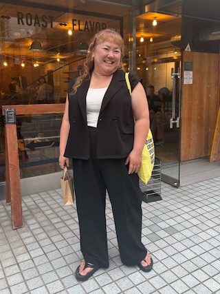 「nissen(ニッセン)のデコルテがきれいに見えるタンクトップ(UVカット、接触冷感)(Tシャツ/カットソー)」を使った、KMさん(レディース・160cm)の秋コーディネート