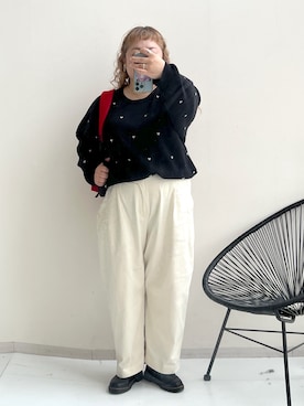 「アイテム（イヤリング）」を使った、KMさん（レディース・160cm）の秋コーディネート