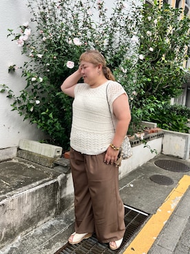 「レイヤードコーデ」｜KMさん（レディース・160cm）の夏コーディネート