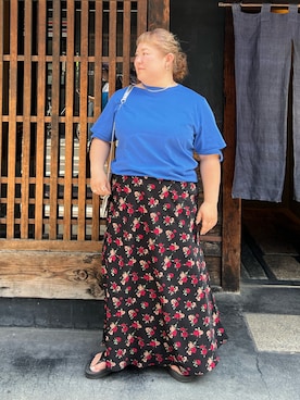 「OOFOS（ウーフォス）のOOFOS OOmega（ウーフォス ウーメガ）（サンダル、ブラック系）」を使った、KMさん（レディース・160cm）の夏コーディネート