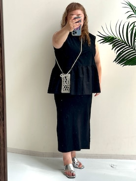 「ぺプラムトップス」｜KMさん（レディース・160cm）の夏コーディネート