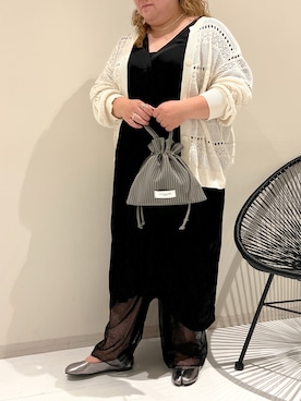 「透かし編みニット」｜KMさん（レディース・160cm）の秋コーディネート