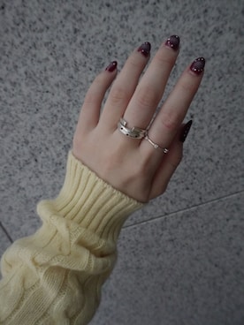 「TEN.（テン）の【新作】SILVER925 ポルカリング (シンセティックルビー)（リング、シルバー系）」を使った、Nishi Satsukiさん（レディース・156cm）の春コーディネート