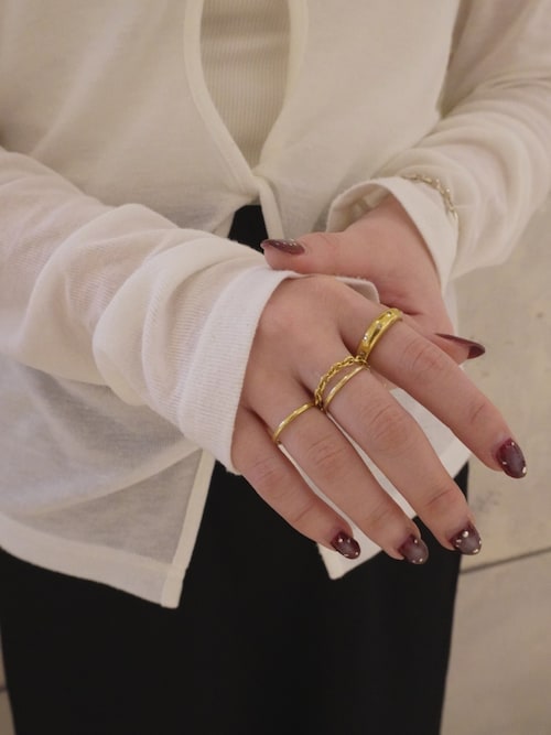 TEN. ラインリング GD 13号15号　2本セット　華奢リング　ゴールド line ring GD
