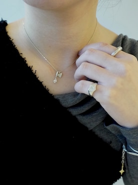 「TEN.（テン）のSILVER925 ハートシグネットリング（リング、シルバー系）」を使った、Nishi Satsukiさん（レディース・156cm）の春コーディネート