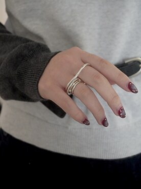 「TEN.（テン）のSILVER925 フラックスリング（リング、シルバー系）」を使った、Nishi Satsukiさん（レディース・156cm）の春コーディネート