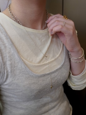 「TEN.（テン）のSILVER925 18KGP グレースネックレス（ネックレス、シルバー系）」を使った、Nishi Satsukiさん（レディース・156cm）の春コーディネート