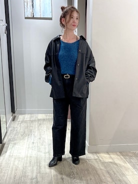 「アイテム（ベルト）」を使った、みかんさん（レディース・162cm）の秋コーディネート