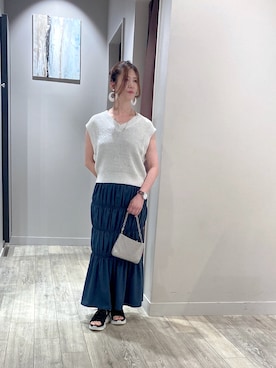 「アイテム（スカート）」を使った、みかんさん（レディース・162cm）の夏コーディネート