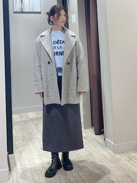 「アイテム（ピーコート）」を使った、みかんさん（レディース・162cm）の秋コーディネート