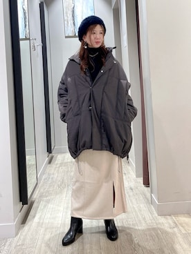 「abahouse mavie（アバハウスマヴィ）のフェイクスウェード/レザースリットタイトスカート（スカート）」を使った、みかんさん（レディース・162cm）の秋コーディネート