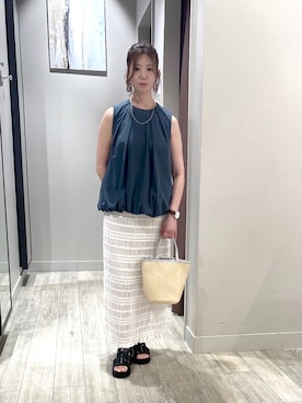 「バルーンスリーブ」｜みかんさん（レディース・162cm）の夏コーディネート